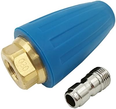 Challco SN-002P-2 Cleaning Pressure Washer Turbo Spray Nozzle,Rotating Nozzle Tips for Cold Water Pressure Washer,Orifice 030 (3.0GPM),1/4" Quick Connect (4000PSI)