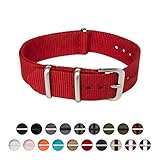 Archer Watch Straps | Nylon NATO Straps | Choice of Color and Size (Red, 22mm)