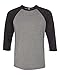 Bella + Canvas Unisex 3/4-Sleeve Baseball T-Shirt L DEEP HEATHR/ BLK