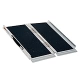 HOMCOM Lightweight Aluminum Portable Skidproof PVC Carpeted Folding Wheelchair Ramp, 2'