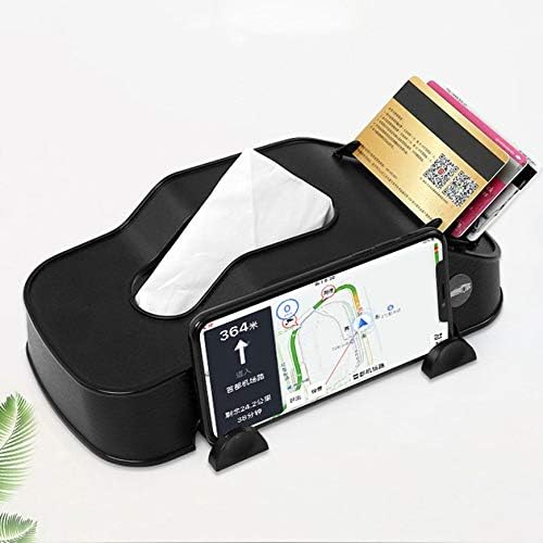 Pudincoco Multifunction Car Tissue Box Plastic Phone Holder Cards Clip in Car Armrest Block Paper Tower Storage Box Interior Accessories(Black)