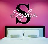 Girls Custom Name and Initial Wall Decal Sticker, 20" W by 14" H Girls Name Wall Decals, Wall Decor, Personalized, Girls Decor, Girls Nursery, Girls Bedroom, Plus Free White Hello Door Decal