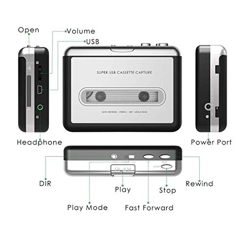Cassette to MP3 Converter, USB Cassette Player Recorder to MP3 Converter | Retro Walkman Audio Converter | Portable Audio Tape Player