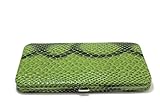 GREEN SNAKE HARD CASE FLAT OPERA WALLET BY DESIGNSK