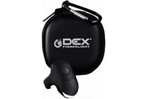 DEX FINGERLIGHT & Carrying Case Bundle - High Tech Wearable LED Flashlight - Bright - 3 Light Modes - IPX7 Weather Resistant - USB-C Charging - Custom Fit Ring - Long Lasting Battery - Black