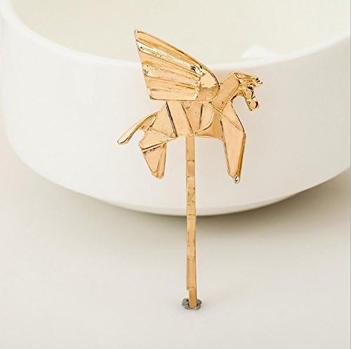 2 Pcs Gold Fly Horse - Fashion Lady Pearl Crystal Flower Animal Barrette Hair Clip Clamp Retro Hairpin