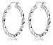 Nuni Jewelry 2mm Solid Sterling Silver Hoop Earrings Set 4 Pairs Diamond Cut or Twisted(15mm 20mm 25mm 30mm) (TWISTED)