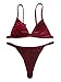Women's 2 Pieces Pantie Triangle Bikini Sets Strappy Cami Bikini Burgundy L