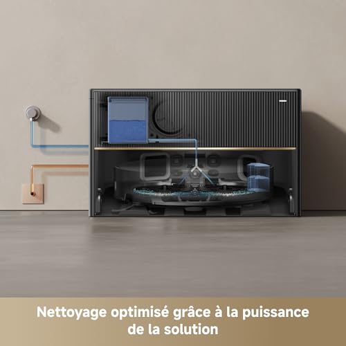 X50 Master Aspirateur Robot avec base compacte 24,9 cm, base 8 en 1, système de franchissement d'obstacles performant, système d'évitement d'obstacles basé sur l'IA, 20 000 Pa, brosse démêlante