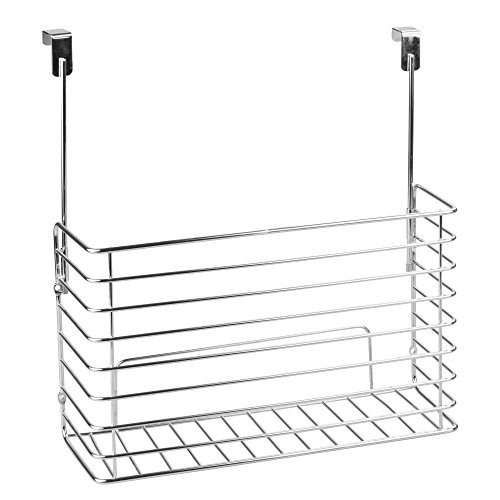 mDesign Over the Cabinet Kitchen Bakeware Organizer Basket for Cutting Boards, Baking Sheets- Pack of 2, Chrome
