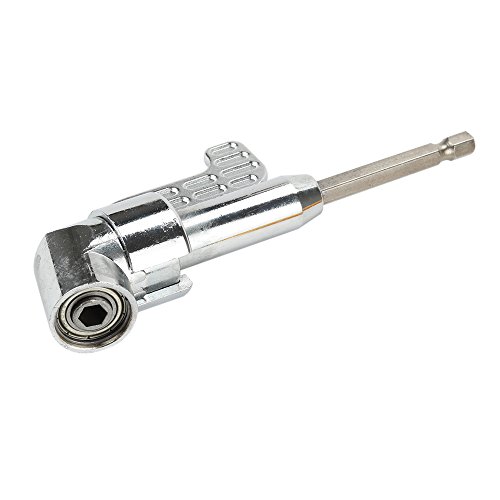 Ginode 1PC 105 Degree Right Angle Drill Angle Extension Power Screwdriver Drill+1PC Angle Extension Socket Holder Adapter+3PCS 1/4" 3/8" 1/2" Hex Shank Square Nut Driver Power Drill Bit (5PCS)