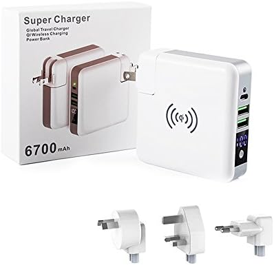 Qi Wireless Charger + Power Bank + Travel Charger YOUYOUTE 6700mAh Wireless Power Adapter USB WALL Charger for iPhone 8/8 Plus, iPhone X, Samsung Galaxy S9/S9+, Note 8/S8/S8 Plus, S7/S7 Edge