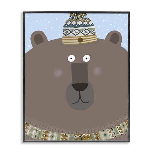 Stupell Industries Winter Brown Bear Black Framed Giclee Art Design by Carla Da…