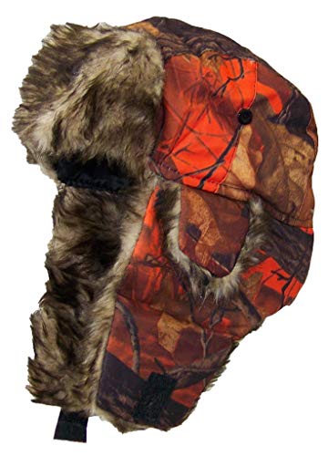 Orange Real Tree Camouflage Hunter/Trapper Winter Cap (One Size) - Thumbnail 3