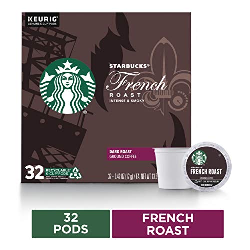 Starbucks French Roast Dark Roast Single Cup Coffee for Keurig Brewers, Box of 32 K-Cup Pods