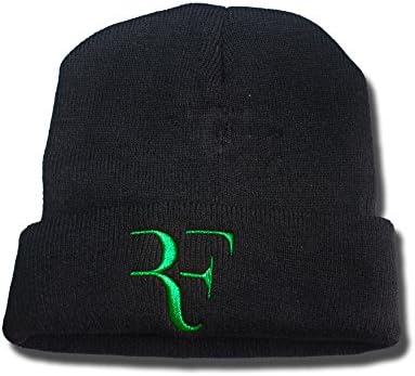 JRICK Roger Federer Logo Beanie Fashion Unisex Embroidery Beanies Skullies Knitted Hats Skull Caps - Black/Green