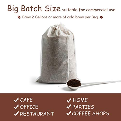 Disposable Cold Brew Coffee Filters - 60 Count Single Use Filter Sock Packs Fine Mesh Brewing Bags for Concentrate, Iced Coffee Maker, French/Cold Press Kit, Tea in Mason Jar, 8 x 12 Inches