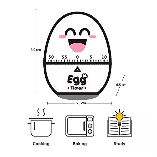 Mechanical Kitchen Timer, 60 Minutes Countdown Egg Timer, Magnetic Loud Alarm Sound Backing Cooking Timer (White)