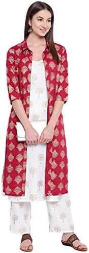 Khushal K Women's Rayon Printed Jacket Kurta With Palazzo Set