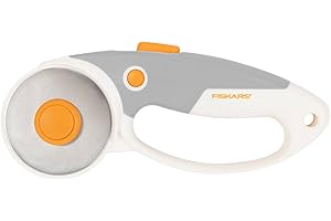 Fiskars Titanium Rotary Cutter, Rotary Blade with Loop Handle, Right and Left-Handed, Blade Diameter: 60 mm, Orange/White/Gre