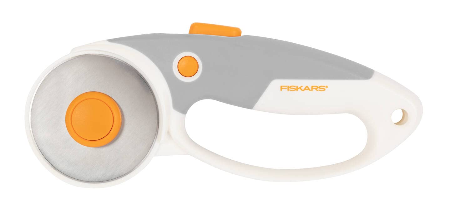 Fiskars titanium rotary cutter, rotary blade with loop handle, right and left-handed, blade diameter: 60 mm, orange/white/grey, 1066040