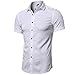 Bamboo Fiber Mens Short Sleeve Dress Shirts Slim Fit Solid Casual Button Down Shirts for Men