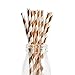 Andaz Press Rose Gold Copper Foil Striped Straws, 50-Pack, Shiny Metallic Champagne Colored Anniversary Wedding Birthday Baby Shower Party Supplies Decorations