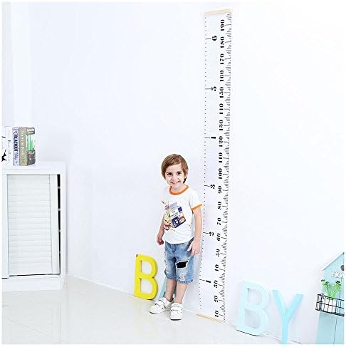 YIISUN Baby Wooden Growth Chart Canvas Hanging Rulers Kids Room Wall Decoration 79''x7.9''