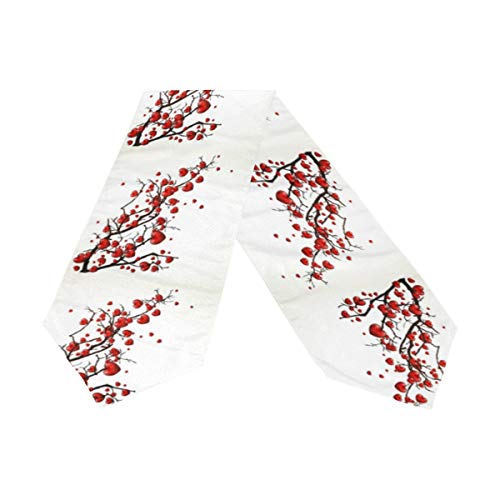 Naanle Double Sided Valentine's Day Tree Heart Long Polyester Table Runner 13 x 90 Inches, Valentines Table Cloth Cover Placemats for Kitchen Dinning Living Holiday Wedding Party Decor