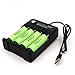 18650 Battery Charger, 4-Slots USB Battery Charge for 3.7V Li-ion TR IMR 10440 14500 16650 18650 16340(RCR123) Batteries, LED USB Intelligent Rechargeable Battery Charger (1pcs Battery Charger)