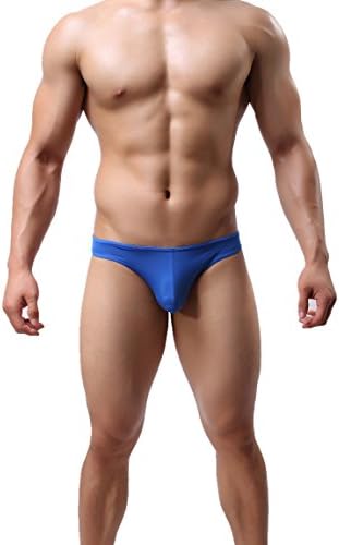 JIMEI3B Men's Sexy Underwear Thong G-String Low Rise T-Back Bikini Briefs Swimsuit (L, Blue)