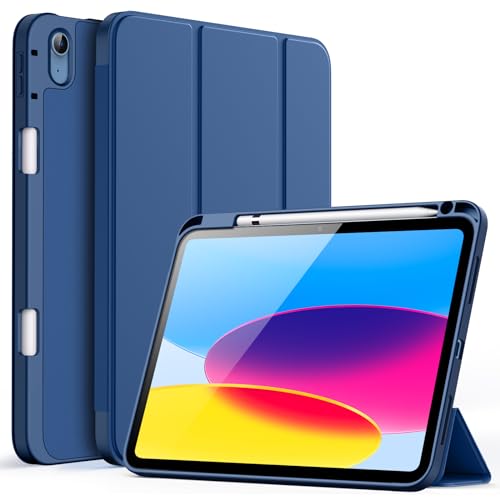 JETech Funda para iPad (A16) 11.ª/10.ª Generación (2025/2022), Slim Tableta Cover con Suave TPU Trasera Carcasa con Auto-Sueño/Estela (Marino)