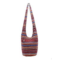 Quietcloud Quietcloud Women Hippie Elephant Palm Print Handmade Hobo Tote Crossbody Sling Bucket Bag Wine Red