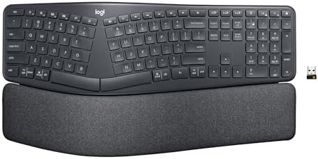 Logitech ERGO K860 Wireless Ergonomic Keyboard - Split Keyboard, Wrist Rest, Natural Typing, Stain-Resistant Fabric, Bluetooth and USB Connectivity, Compatible with Windows/Mac, Black