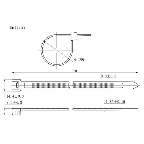 HS Extra Long Heavy Duty Zip Tie Straps (50 Pack) Thick 0.35 Inch