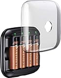 ALTIZURE 15 Minutes Full,20000 Cycles Rechargeable AA Battery Charger with 4 AA Rechargeable Lithium Ion Batteries（with USB Charger and Charging Cable）