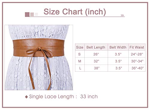 Women's Obi Wrap Belt Faux Leather Obi Waistband Sash Bowknot Belts by SANSTHS, Brown Plus Size - Thumbnail 3