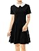 Allegra K Women's Peter Pan Collar Above Knee Fit and Flare Dress S Black