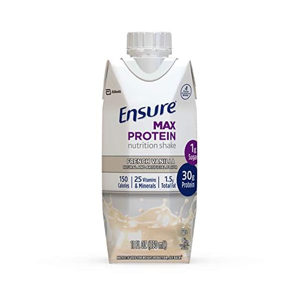 Ensure Max Protein Nutritional Shake With 30g Of High Quality Protein 1g Of Sugar High Protein Shake French Vanilla 12 Count 132 Fl Oz