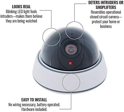 CPEX Dummy Fake Security CCTV Dome Camera with Flashing Red LED Light (White)