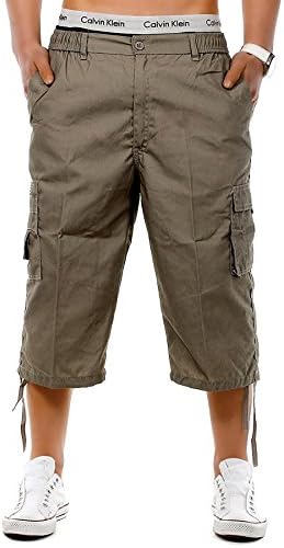onpointlook Mens Big Size Shorts 3/4 Combat Cargo Casual Pants Elasticated Waist Pockets Plus Size M XL 2XL 3XL 4XL 5XL 6XL