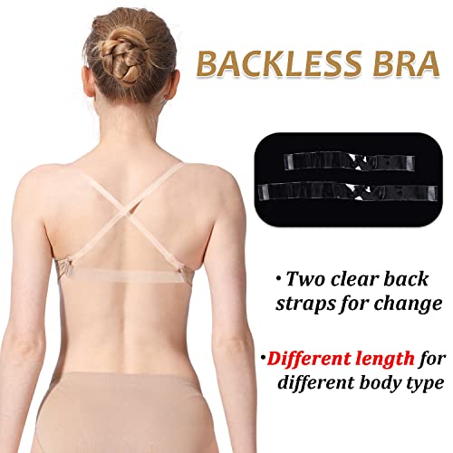 MOLLDAN Professional Ballet Dance Bras for Women&Girls Seamless Freebra with Adjustable Clear