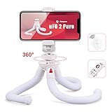 Fotopro Flexible Tripod, Gorilla Tripod, Portable Tripod for iPhone X with Smartphone Mount for Vertical Shooting, Phone Camera Tripods with Bluetooth Remote, 360 Ball Head, White