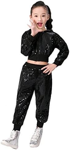 Children Girls Sequins Hip hop Costume Street Dance Clothing Set