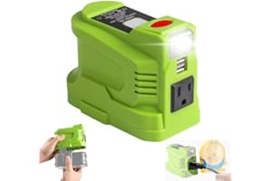 TEPULAS 150W Powered Inverter Generator for Ryobi 18-Volt P108 P107 Battery, Portable Power Source for Ryobi DC 18V to AC 110V Inverter with AC Outlet and Dual USB 5V/2.4A & LED Work Light