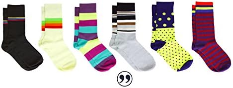 Men's Patterned Dress Socks - Business and Fun - 6 Pack Crazy Colorful Cotton - Mens and Women