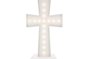 MERRY MOSAICS 3FT Lighted Cross Marquee – Large Indoor Outdoor Light Up Cross Christmas & Baptism Decorations, LED Décor for Parties, Religious Events & Celebrations