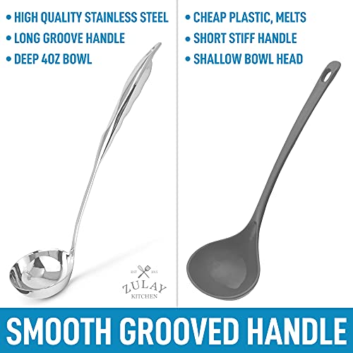 Zulay Premium 12 Inch Stainless Steel Ladle with Comfortable Grip