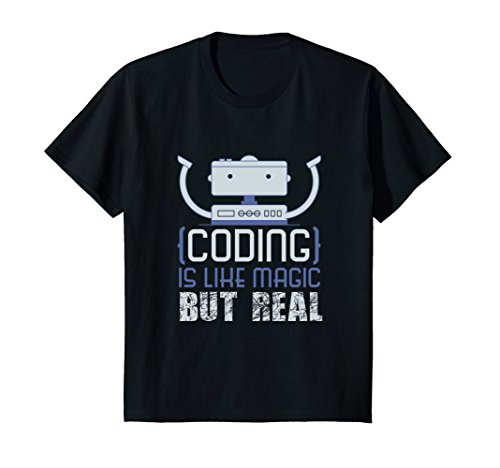 Kids Funny Coding Is Like Magic But Real T-shirt Computer Geek 8 Black