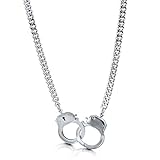 BERRICLE Rhodium Plated Base Metal Handcuffs Fashion Chain Necklace 19